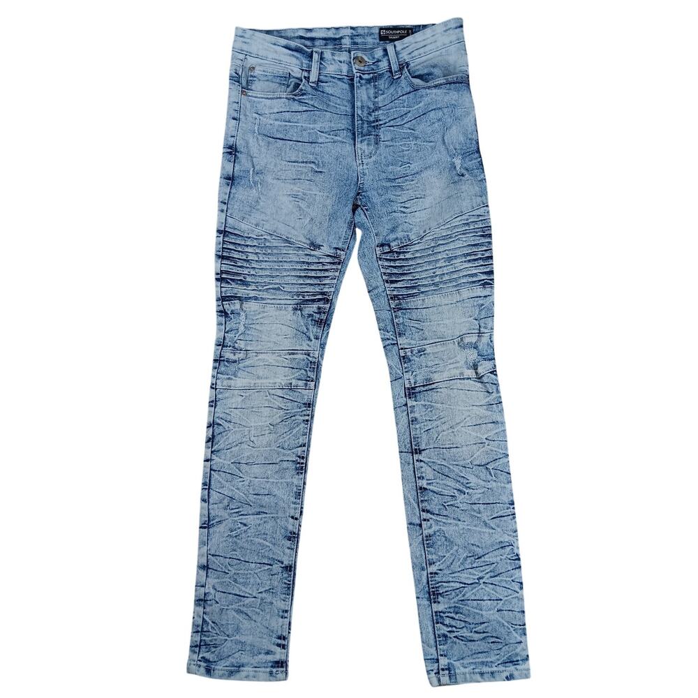 Southpole Skinny Street Jeans Men 32X30 Light Blue Acid Washed‎ Stretch Moto Y2K